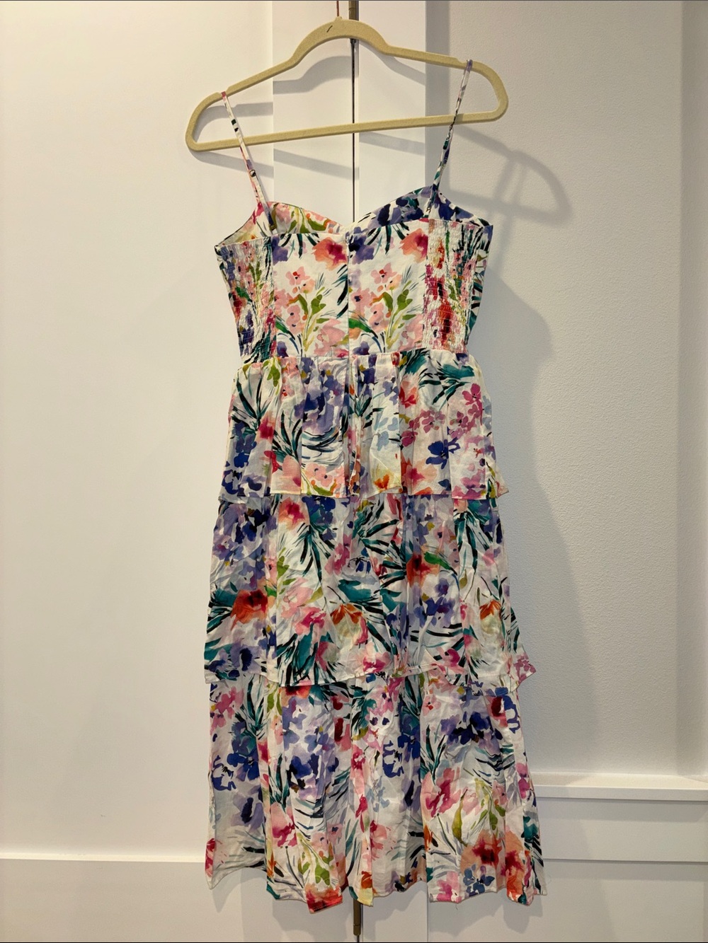 Amanda Uprichard Rosalia Sundress Tiered Ruffles Slit Medium Naples Floral $260 - Picture 6 of 9